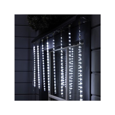 Гирлянда «Сосульки» 3×0.5 м, IP44, прозрачная нить, 288 LED, свечение белое с эффектом стекания, 12 В