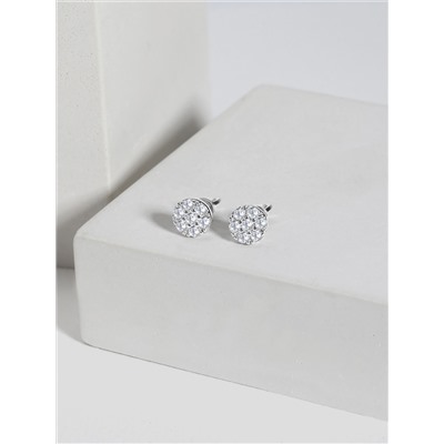 Серьги-пусеты из серебра с фианитами родированные 925 пробы 12-1180р