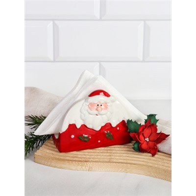 Салфетница 10 см Дед мороз / B3089 /уп 96/ новогодняя