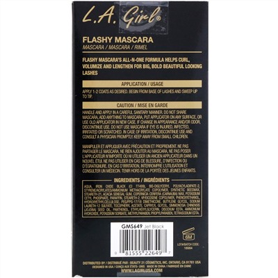 L.A. Girl, Тушь для ресниц Flashy, оттенок Jet Black, 8 мл