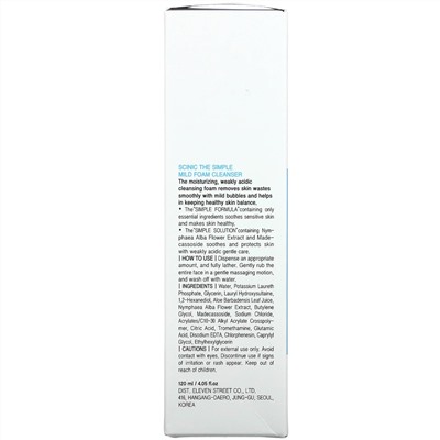 Scinic, The Simple Mild Foam Cleanser, pH 5.5, 4.05 fl oz (120 ml)