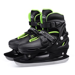 Коньки детские L черно-зеленые