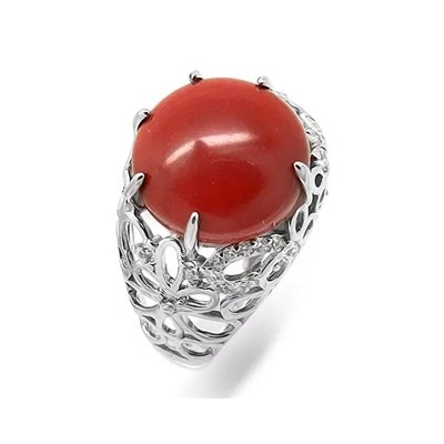 Кольцо из серебра коралл, МЦВ225
