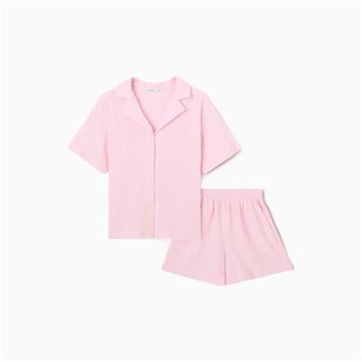 Пижама женская (рубашка, шорты) KAFTAN Basic, размер 40-42, розовая