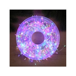 Гирлянда «Мишура» 50 м роса, IP44, серебристая нить, 1500 LED, 8 режимов, свечение мульти, 36 В