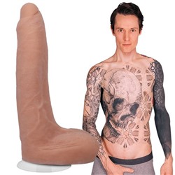 Телесный фаллоимитатор с мошонкой на съемной присоске Owen Gray Signature Cocks - 23,5 см.