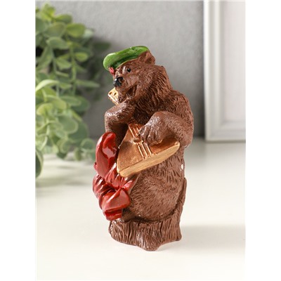 Фигурка гипс «Медведь с балалайкой», 12×7 см, коричневый