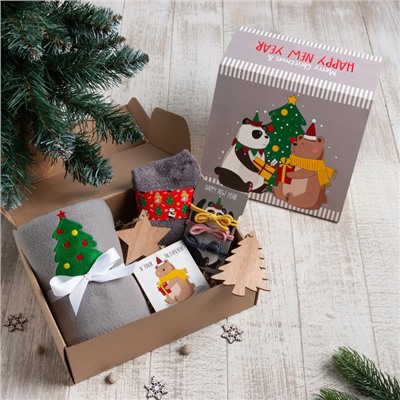 Набор подарочный "Happy New Year" плед и аксессуары