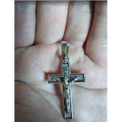 Крест из серебра родированный - 5 см 925 пробы 3-290р