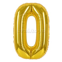Шар (40''/102 см) Цифра, 0, Золото, 1 шт. в уп.