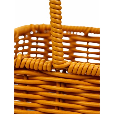 Корзина плетёная для хранения «Заяц», 17×17×17 см, ручка h=16 см, коричневая