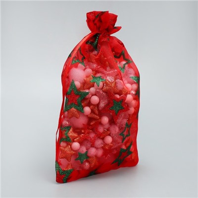 Мешочек подарочный новогодний органза «Звезда», 16×24 см ± 1.5 см