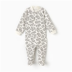 Комбинезон детский закрытые ножки, цвет белый/молоко, рост 68 см