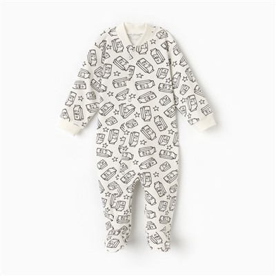 Комбинезон детский закрытые ножки, цвет белый/молоко, рост 68 см