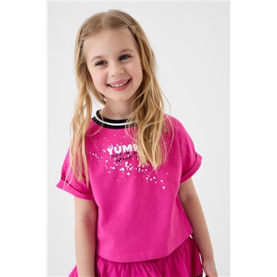 Комплект трикотажный для девочек: джемпер (футболка), юбка-шорты PLAYTODAY, 1240355