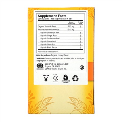 Yogi Tea, Turmeric Vitality, Honey Chai, 16 Tea Bags, 1.12 oz (32 g)