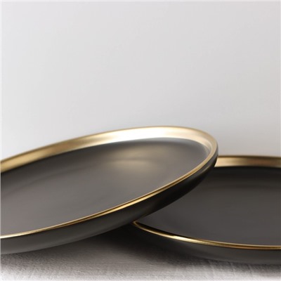 Набор фарфоровых тарелок «Ночь», 2 предмета: d=20.5 см, чёрный