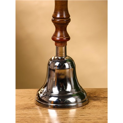 Колокольчик «Серебряный звон», 8×8×24 см, алюминий, с деревянной ручкой