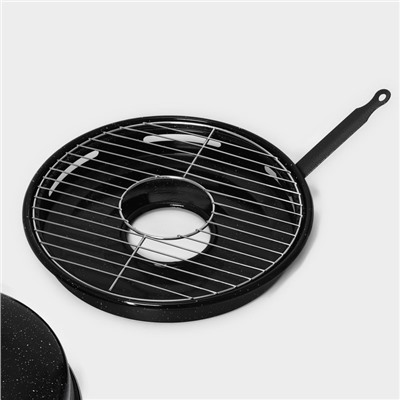 Сковорода-гриль Healthy grill, d=33 см, эмалированное покрытие, чёрная