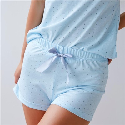 Пижама женская (шорты, топ) KAFTAN «Горошек», размер 48-50, голубая