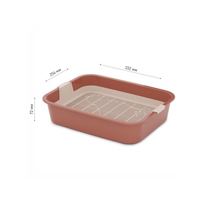 Туалет для кошек «Мур-мяу», 33×25×7 см, с сеткой, пластик, цвет коралловый