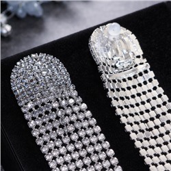 Клипсы женские без прокола "Вечерние", цвет: серебристый и сине-черный, арт.012.089