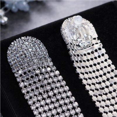 Клипсы женские без прокола "Вечерние", цвет: серебристый и сине-черный, арт.012.089