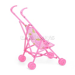 Коляска кукольная (складная, прогулочная с капюшоном, розовая) в пакете