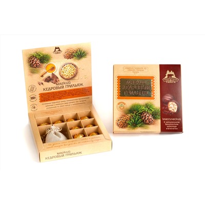 Мягкий кедровый грильяж Классический с травяным чаем / коробка / 120 гр / ТМ Территория Тайги