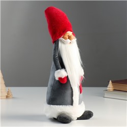 Кукла интерьерная текстильная «Дедушка Мороз в серой шубе и красном колпаке-шапке», 55×15×16 см