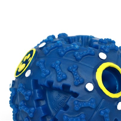 Квакающий мяч для собак большой, жёсткий, 9.5 см, тёмно-синий