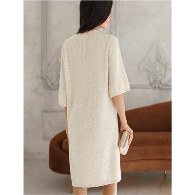 Платье вязаное из хлопковой пряжи с пайетками