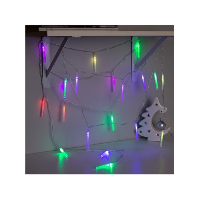 Гирлянда «Нить» 5 м с насадками «Сосульки с пузырьками», IP20, прозрачная нить, 20 LED, свечение мульти (RG/RB), мигание, 220 В