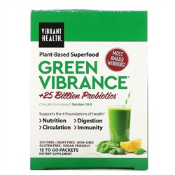 Vibrant Health, Green Vibrance +25 Billion Probiotics, Version 19.0, 15 Packets, 5.96 oz (168.9 g)