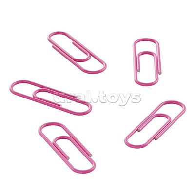 Скрепки L28 мм 100 шт., пластик. коробка, европодвес, розовые