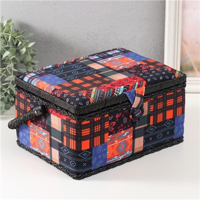 Шкатулка для рукоделия и шитья «Пэчворк. Узоры», хранение ниток, иголок, мелочи, 19×26×14.5 см