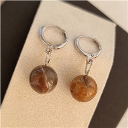 Серьги бижутерия висячие кофе Агат, 1028, арт.218.079