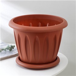 Горшок для цветов с поддоном «Фелиция», 6.4 л, пластиковый, цвет терракотовый