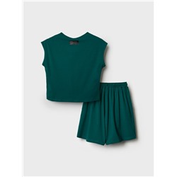 Комплект трикотажный для девочек: фуфайка (футболка), шорты