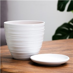 Горшок для цветов «Нежность», 1.4 л, d=15 см, h=13 см, керамика, с поддоном, белый