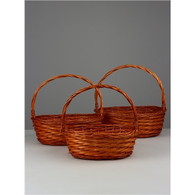 Корзина плетёная для хранения Garden, ива, овальная, цвет натуральный, набор 3 шт.
