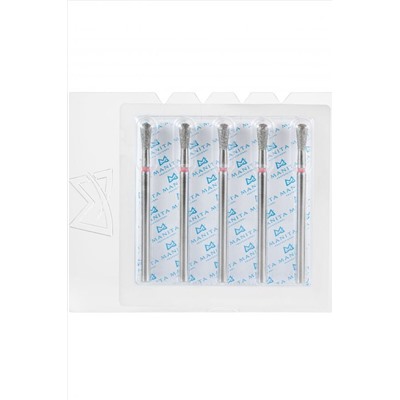 Manita Professional Фреза алмазная груша для аппаратного маникюра 856.104.237.070.033 ФАОКС-3.3-7 М, красная насечка, ø 3,3 мм, 5 шт. KRISTALLER, 1231208