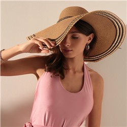 Шляпа женская с широкими полями MINAKU, светло-коричневая, размер 58