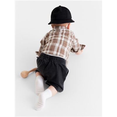 Рубашка для мальчика Крошка Я Муслин, рост 80-86 см, коричневая