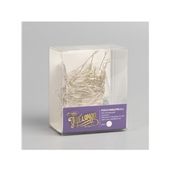 Гирлянда «Мишура» 5 м роса, IP20, серебристая нить, 100 LED, 2 режима, батарейки AAх3 (нет в комплекте), свечение белое