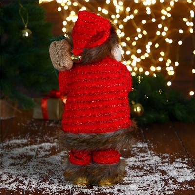 Дед Мороз под ёлку «Зимнее волшебство. Новогодняя игрушка в свитере и шубке» двигается, фонарь светится, 35 см