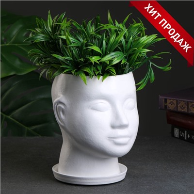 Горшок-органайзер «Голова», керамика, белое, 3 л, 21×19 см