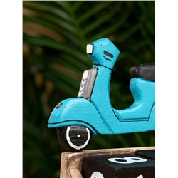 Календарь настольный «Мопед», 14×5.5×14.5 см, дерево, бирюзовый