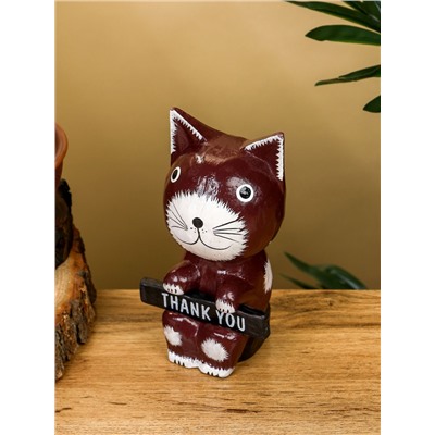 Сувенир «Кот с табличкой WELCOME», 10×7×16 см, дерево, бело-коричневый