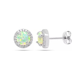 Серьги из серебра опал белый, МОВ0295